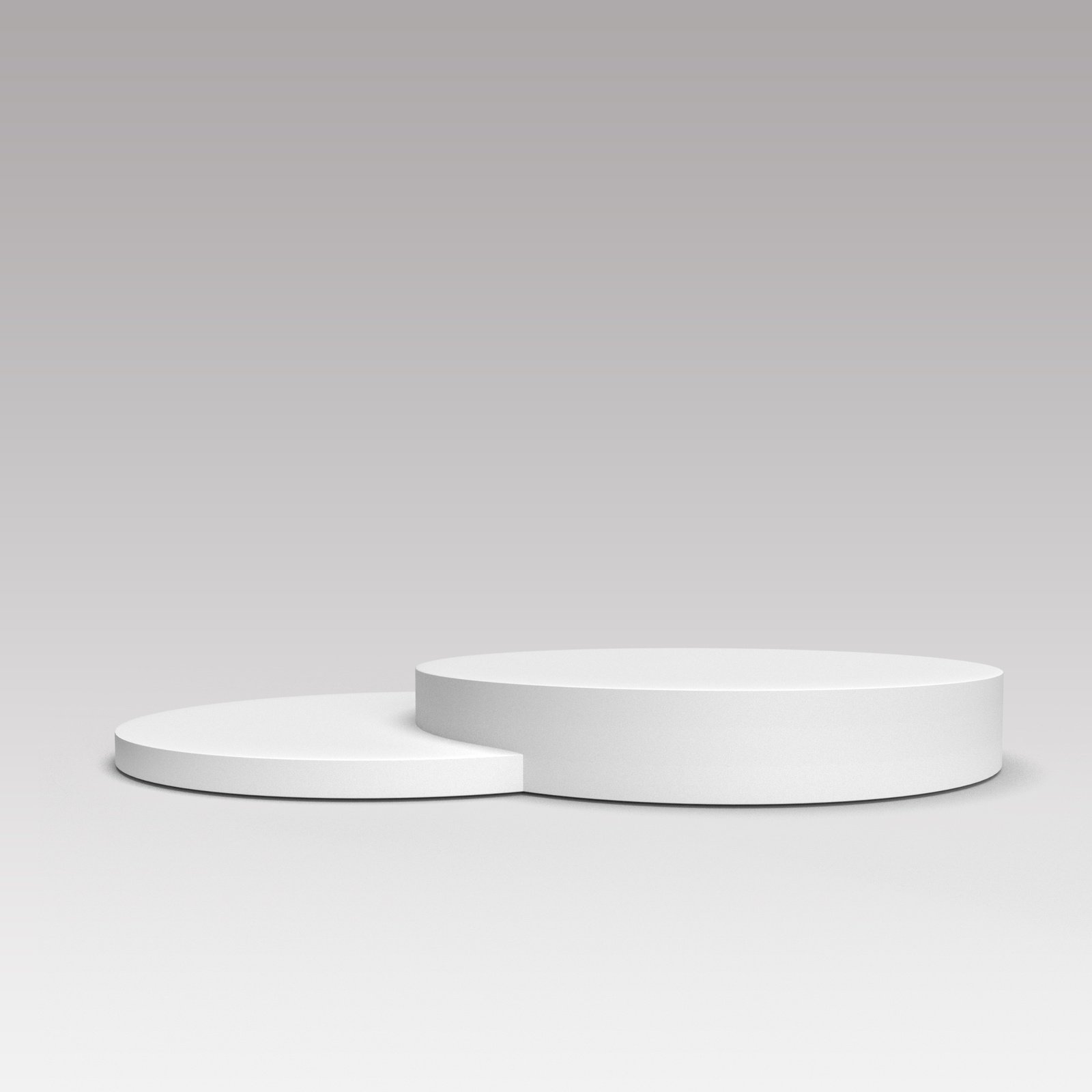 3D, Round, White, Empty Stadium with Two Levels 